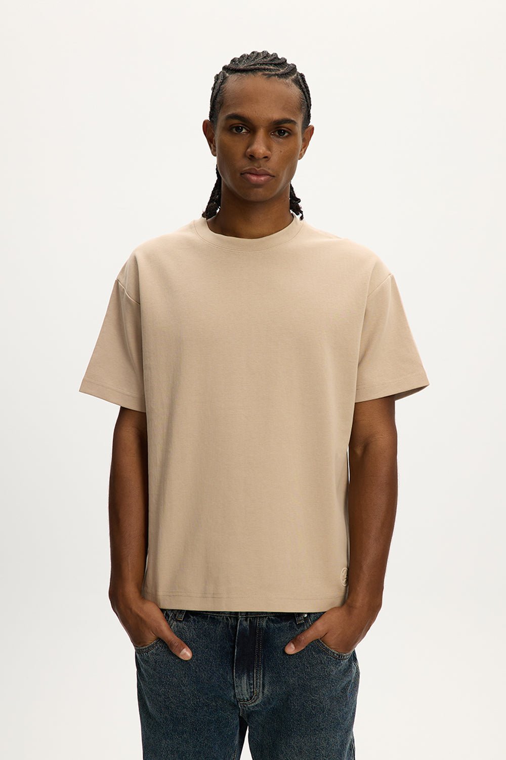Interlock Box Tee Beige