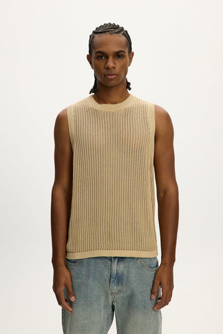 Knitted Sleeveless Vest Beige