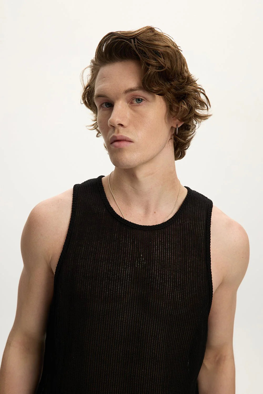 Sheer Net Tank Top Black