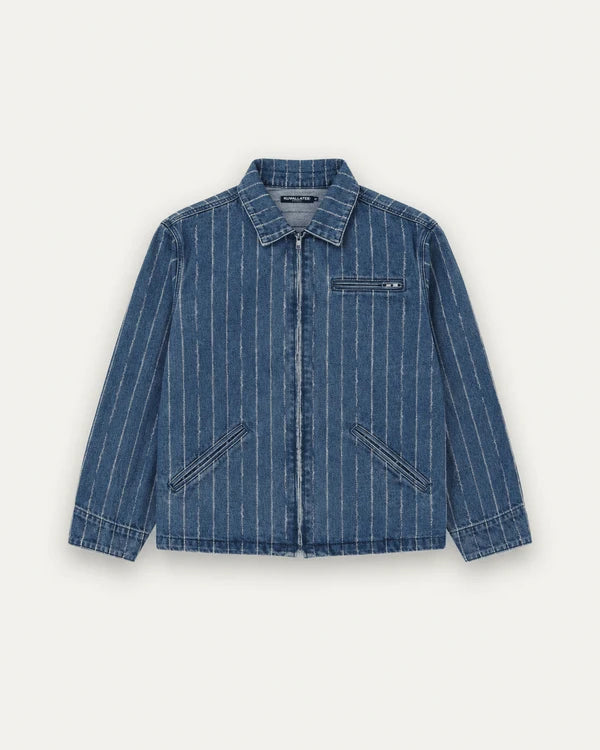 Pinstripe Denim Jacket Blue