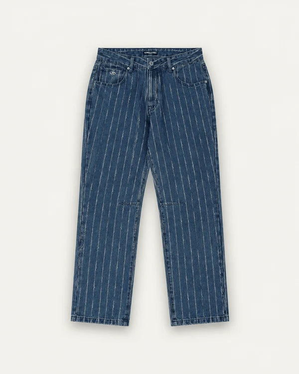 Pinstripe Baggy Denim Pants