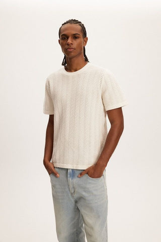 Wave Knit Tee White