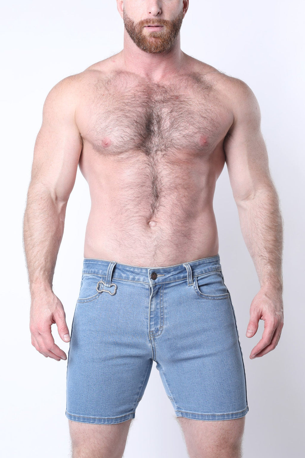 Muzzle Up Denim Zipper Short Light Blue