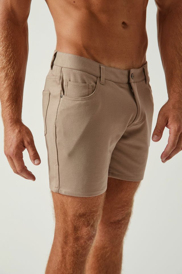5" KNIT JEAN SHORT - DARK KHAKI
