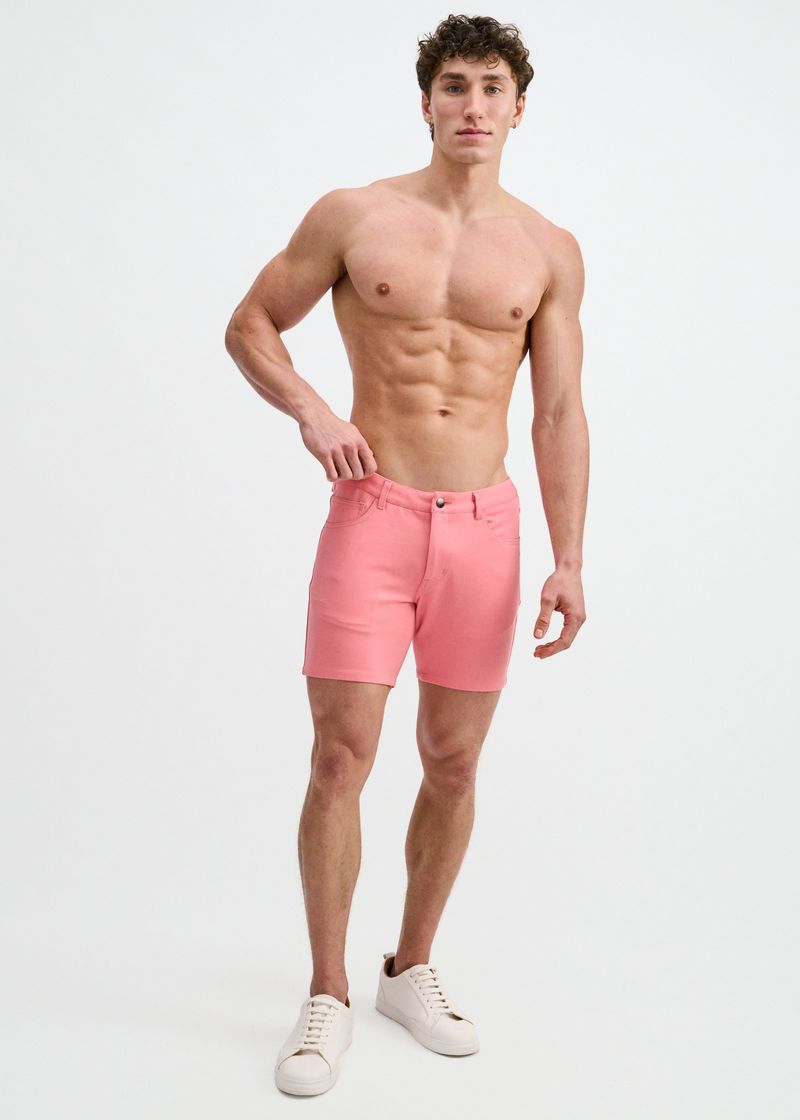 5" Stretch Knit Jean Short - Crepe Pink