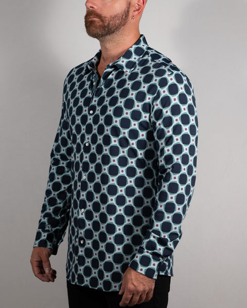 Peacock Squares Long Sleeve Shirt