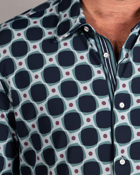 Peacock Squares Long Sleeve Shirt