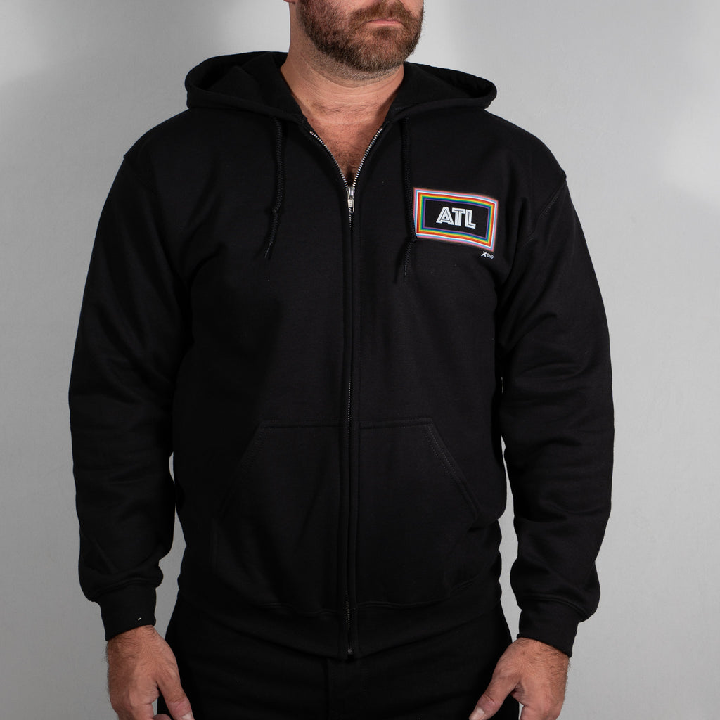ATL RAINBOW SQUARE Zipper HOODIE Black