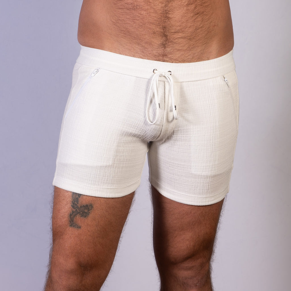 Linen Texture Zipper Shorts