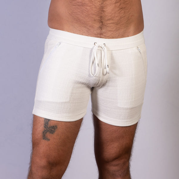 Linen Texture Zipper Shorts