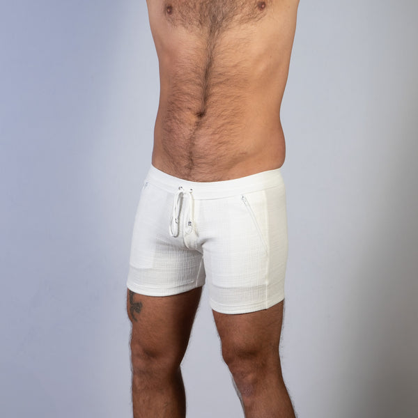 Linen Texture Zipper Shorts