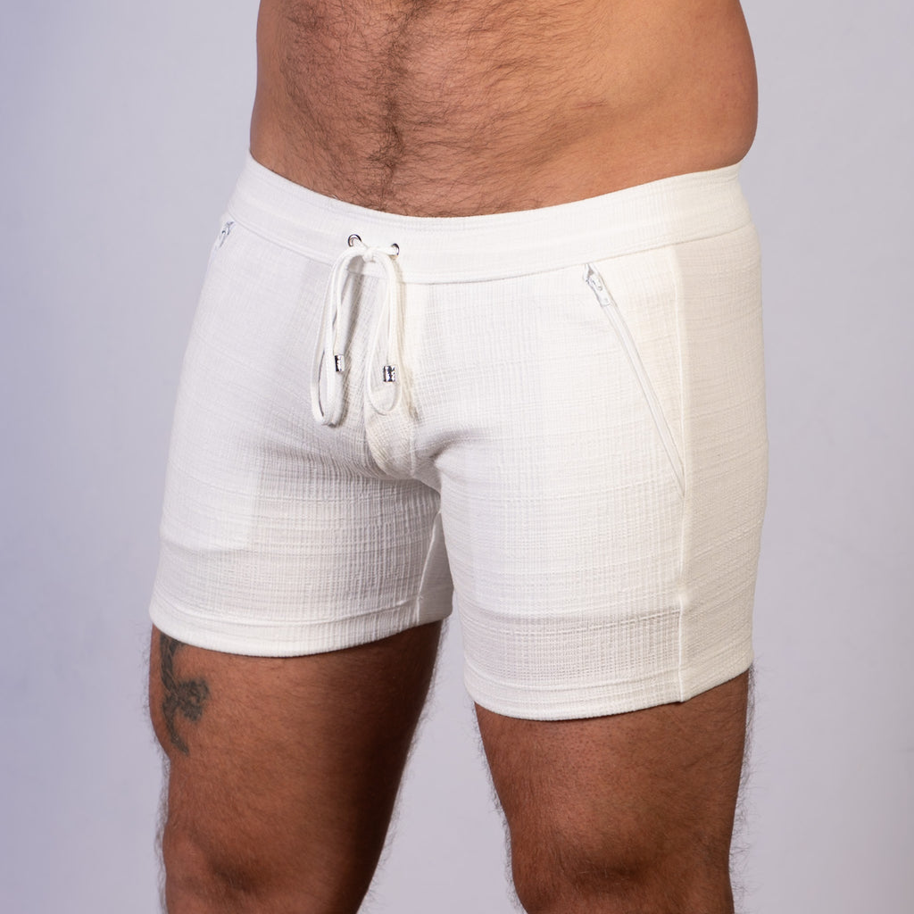 Linen Texture Zipper Shorts