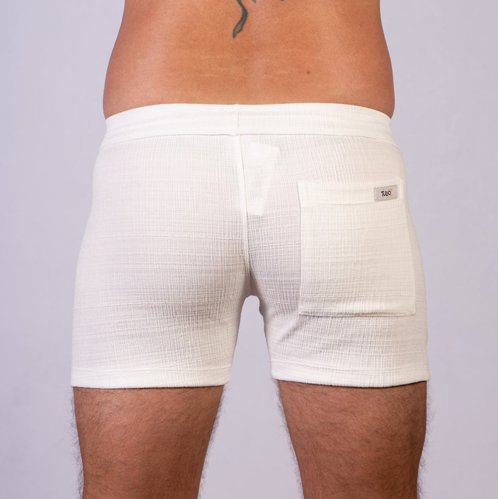 Linen Texture Zipper Shorts