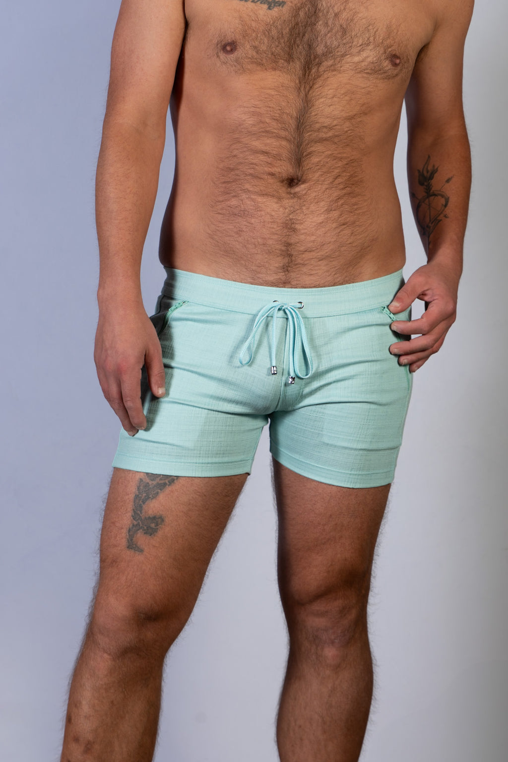 Linen Texture Zipper Shorts