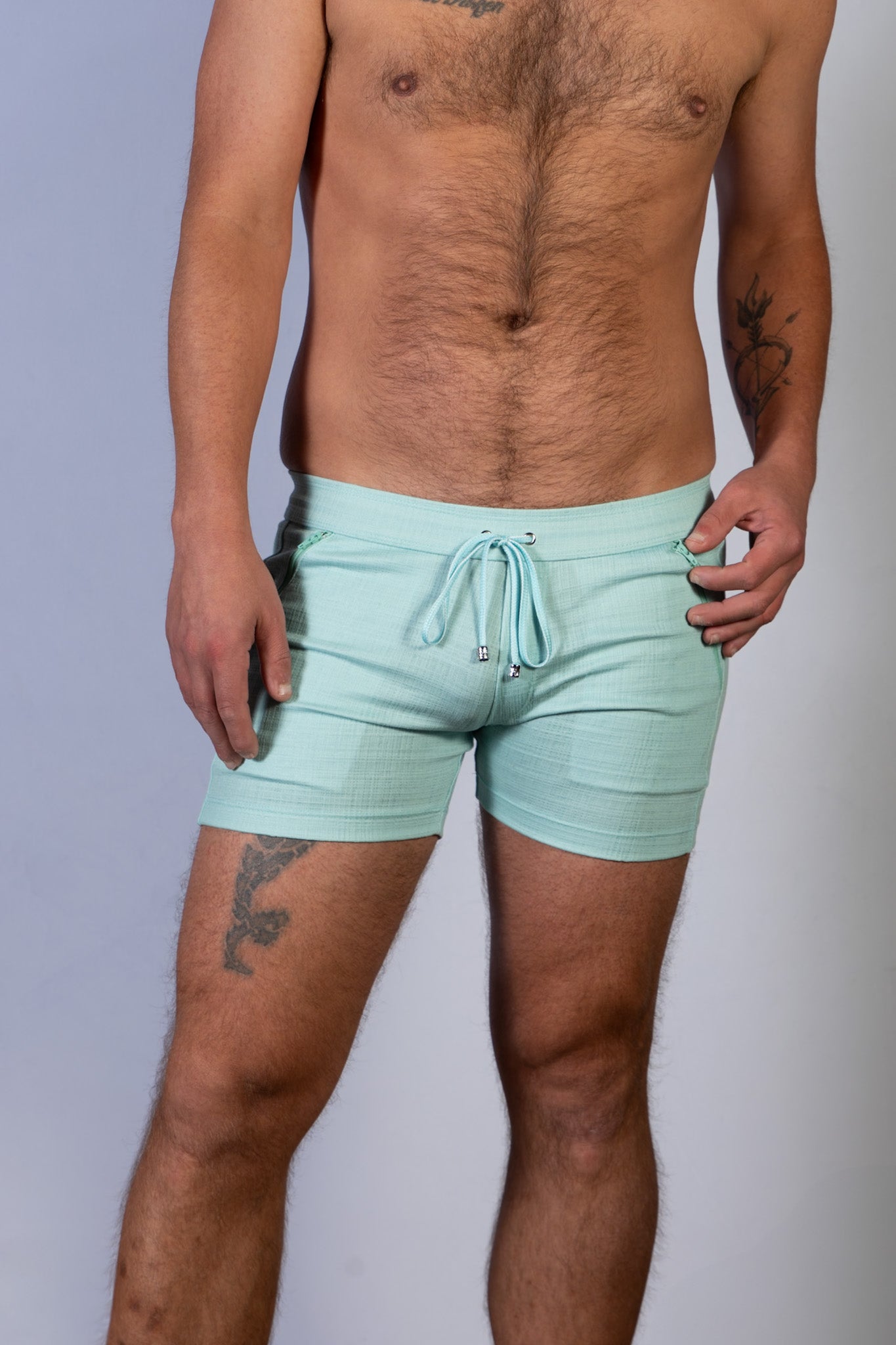 Linen Texture Zipper Shorts