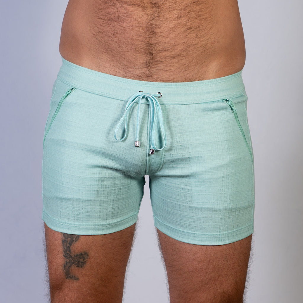 Linen Texture Zipper Shorts