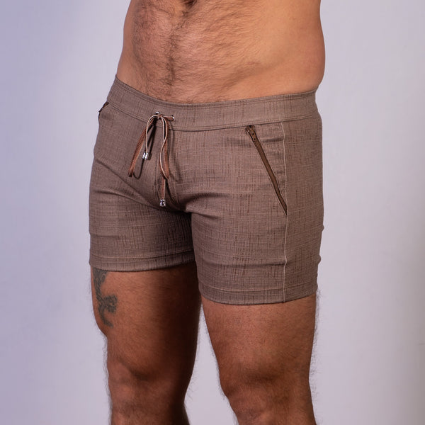 Linen Texture Zipper Shorts