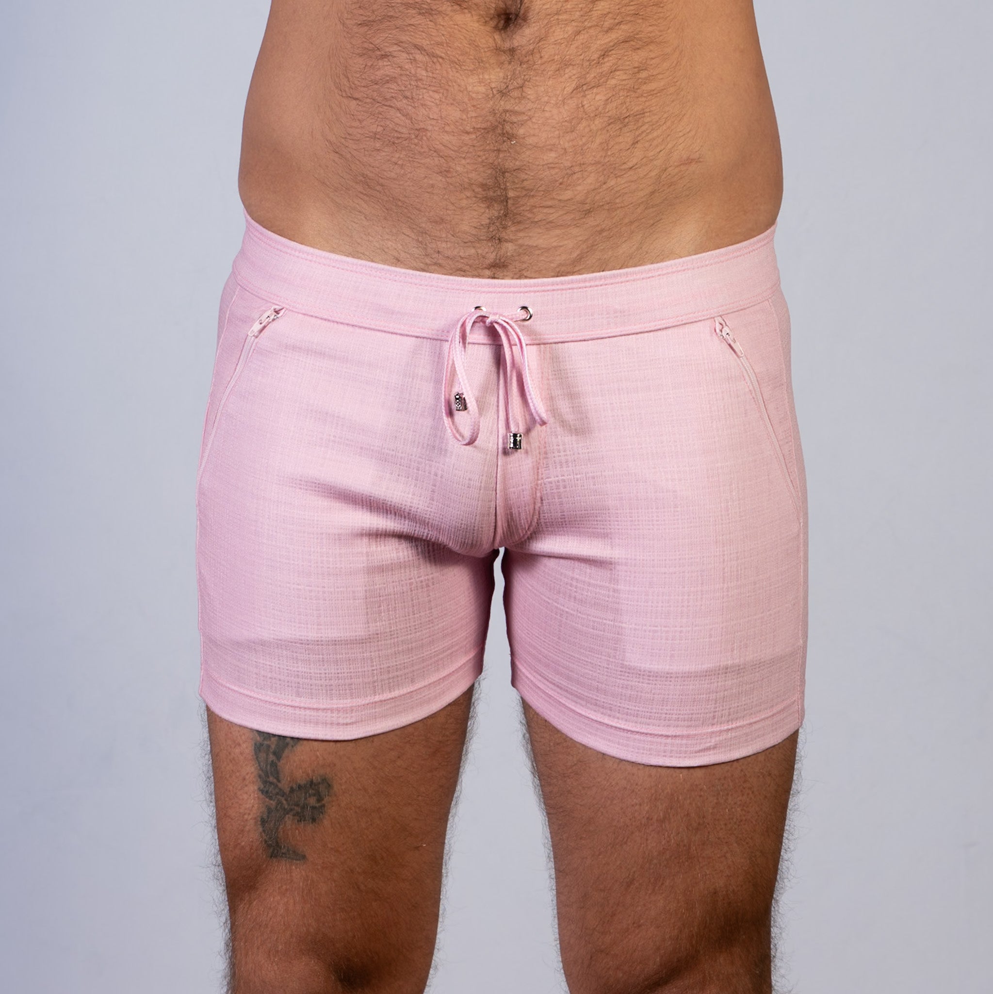 Linen Texture Zipper Shorts