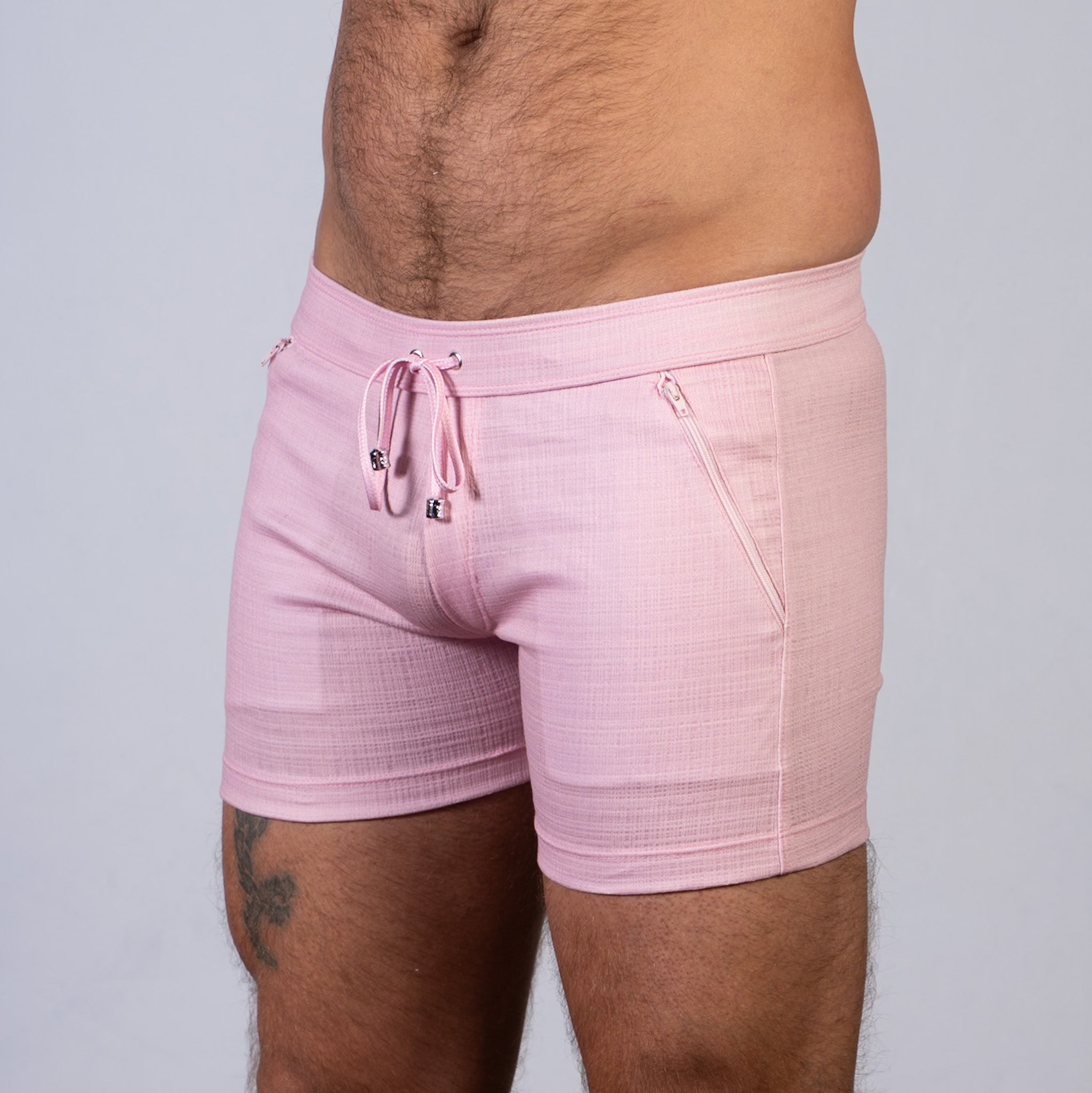 Linen Texture Zipper Shorts