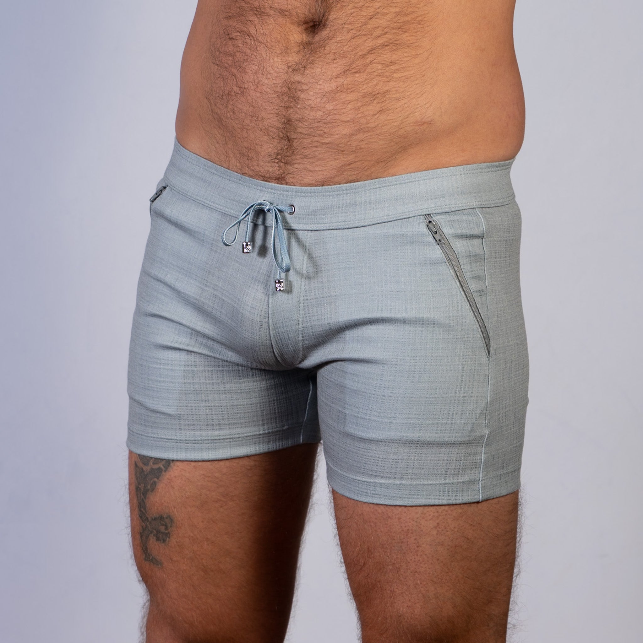 Linen Texture Zipper Shorts