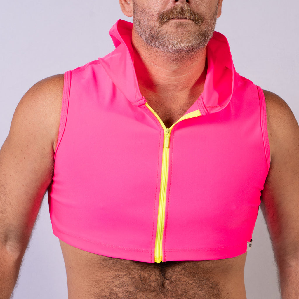 Neon Cropped Hoodie NEON PINK