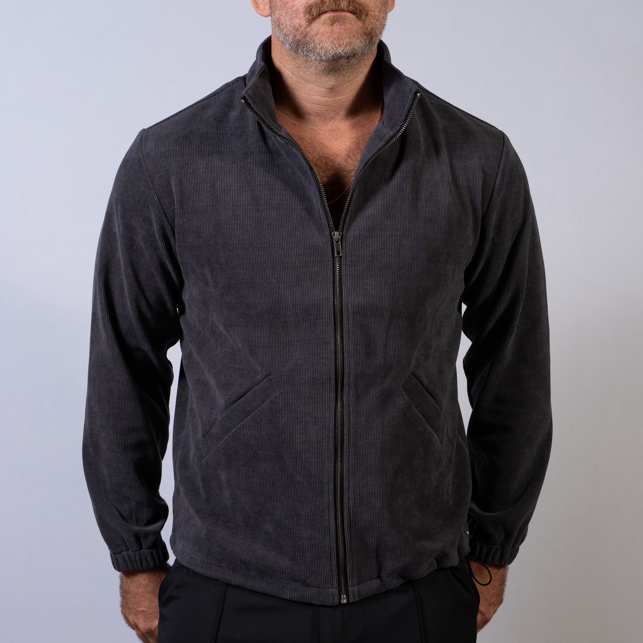Chenille Zip Up Jacket Charcoal