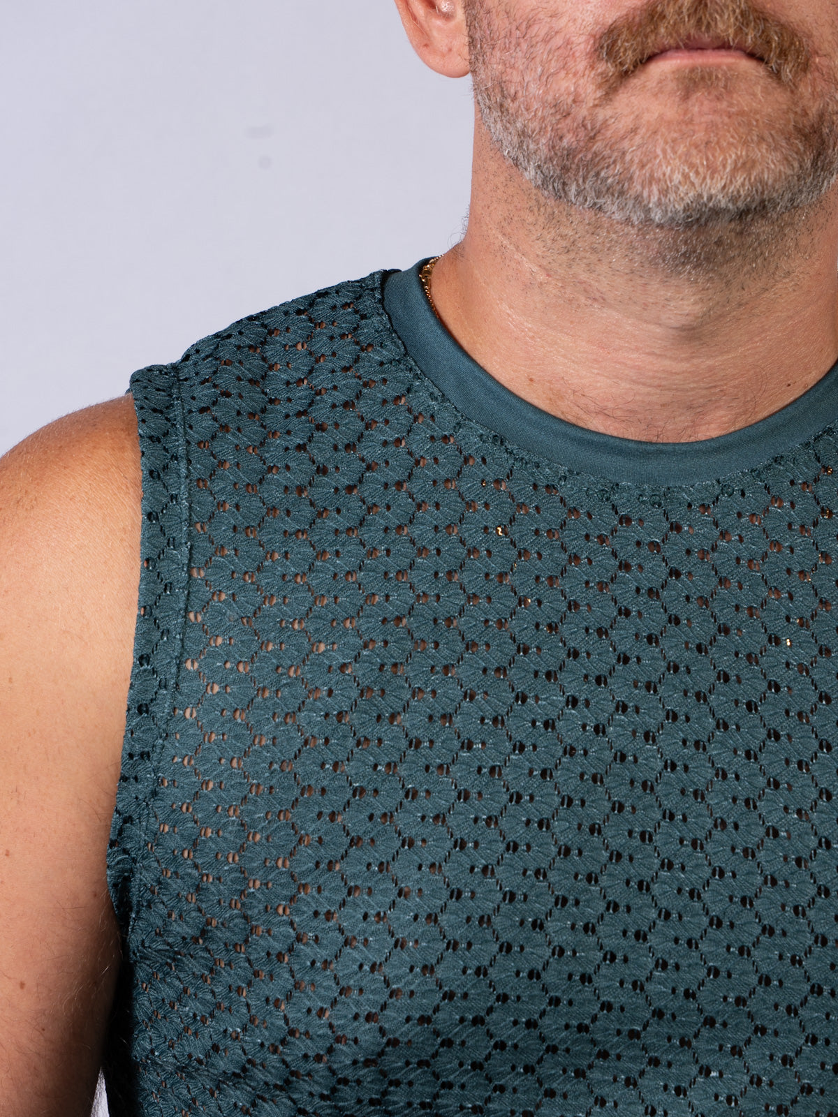 Crochet Mesh Muscle Tank Petrol