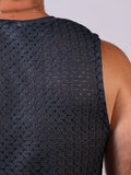 Crochet Mesh Muscle Tank Charcoal