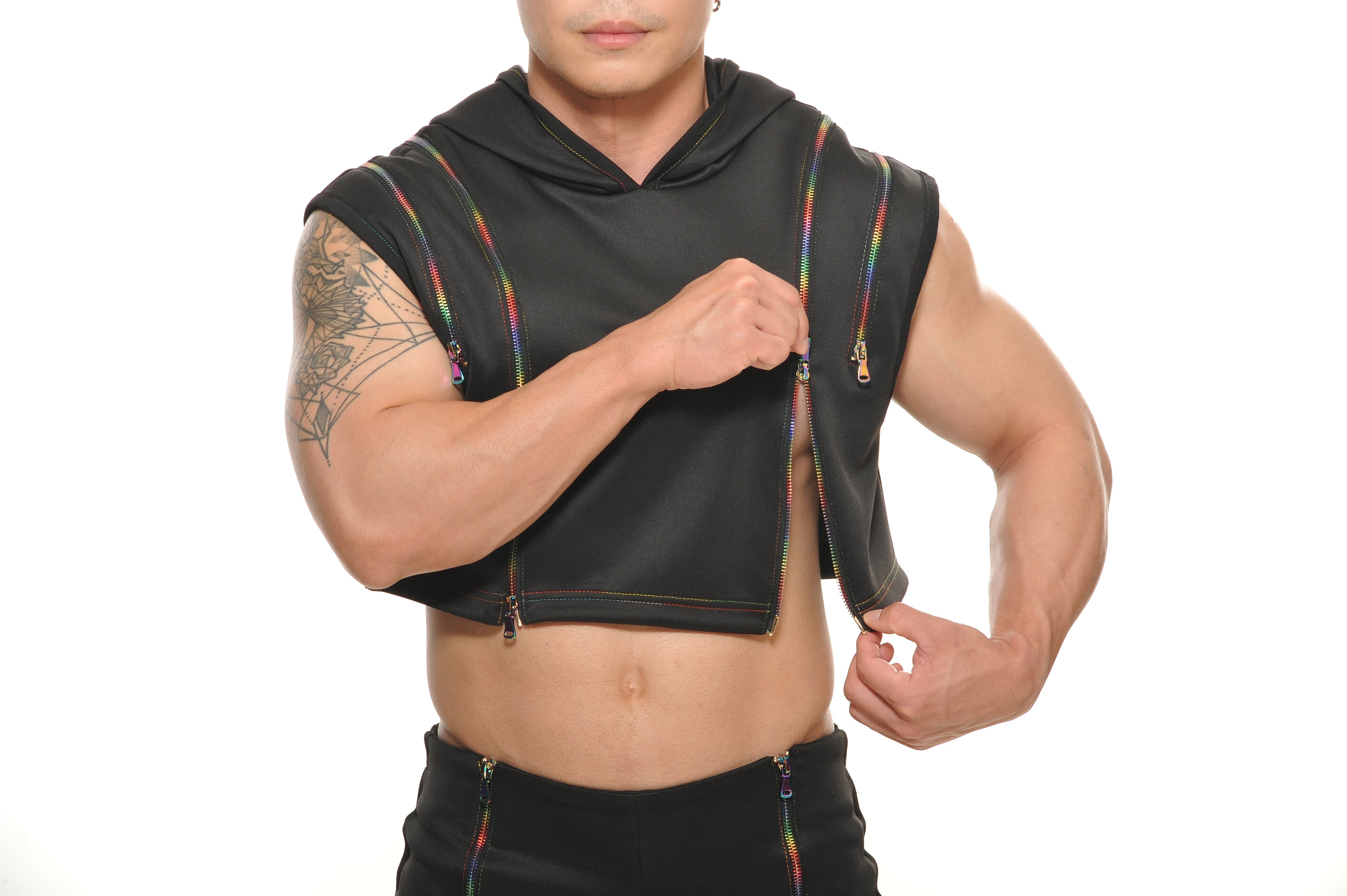 PAX Zipper Crop Hoodie Black