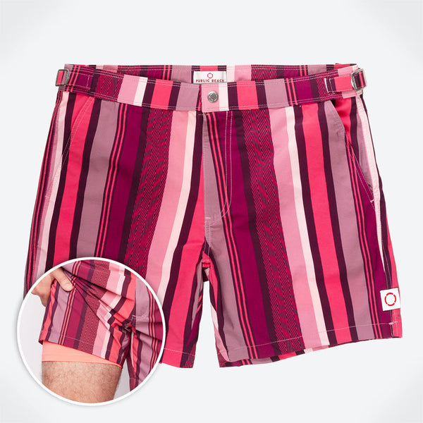 Stripe Crossover Swim Shorts