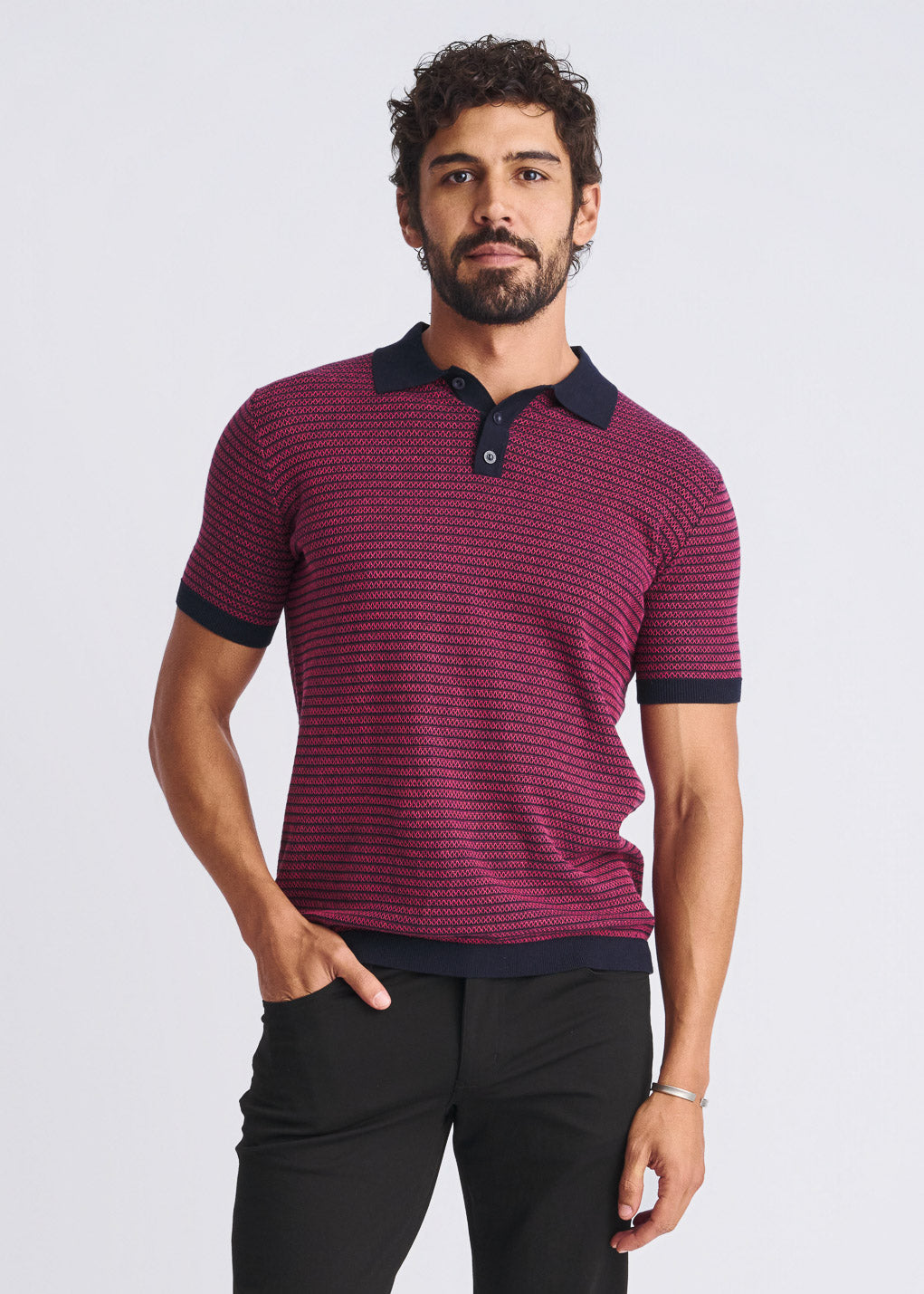Two Tone Textured Cotton Polo