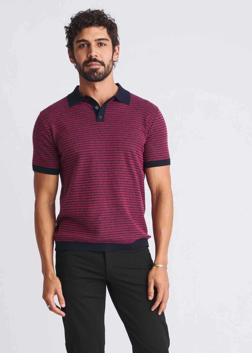 Two Tone Textured Cotton Polo