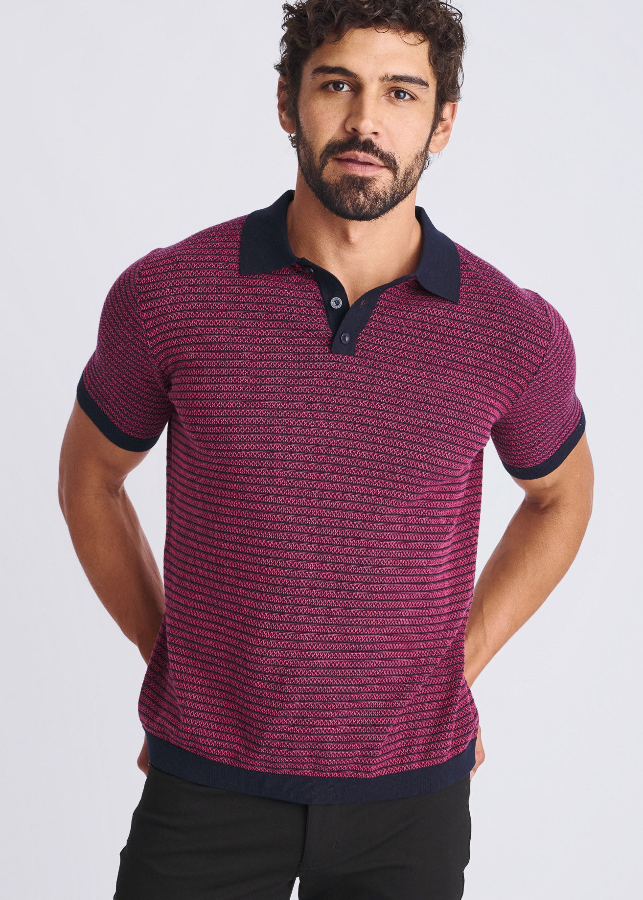 Two Tone Textured Cotton Polo