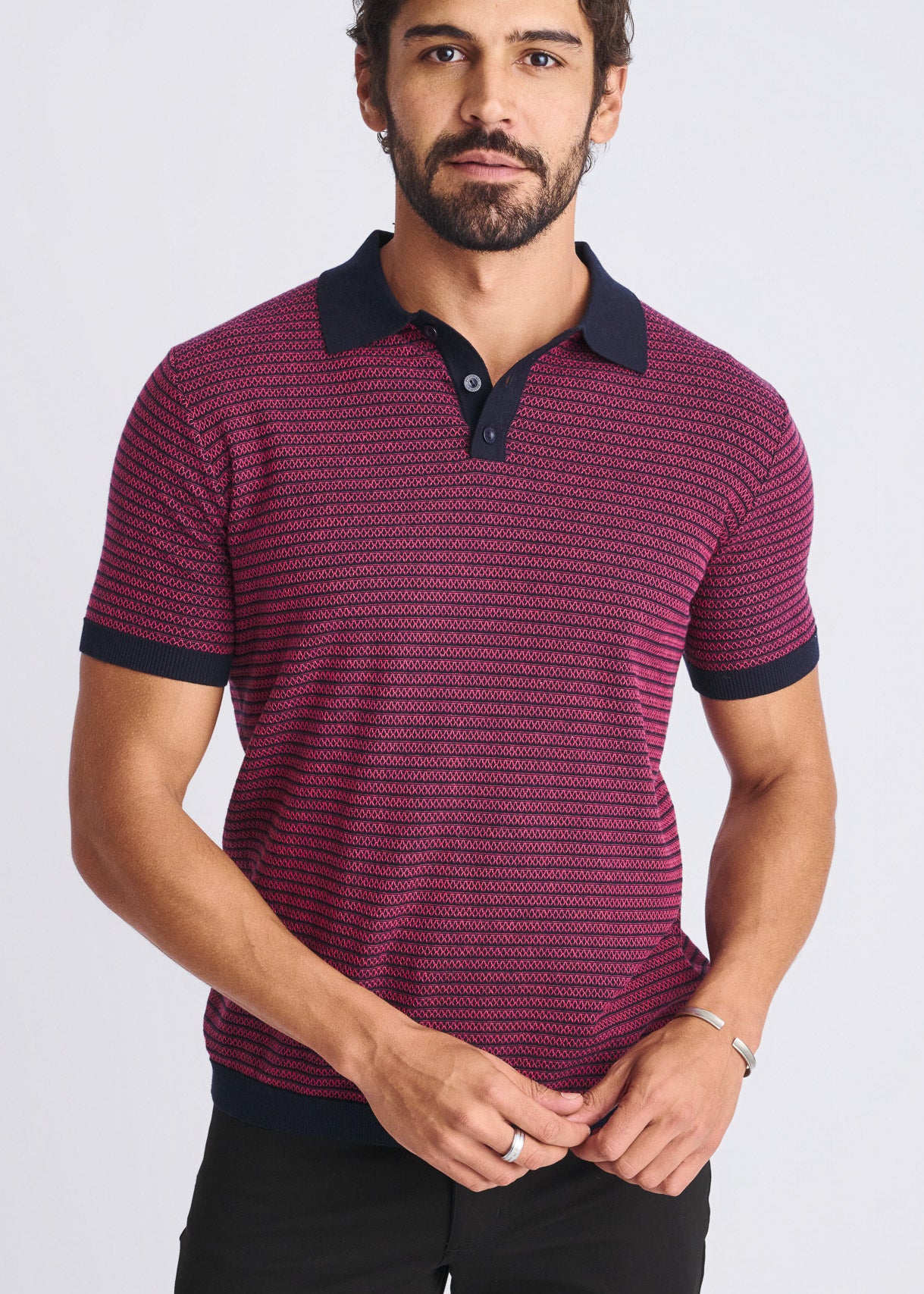 Two Tone Textured Cotton Polo