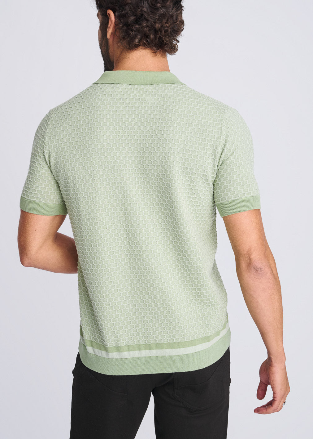 Honeycomb Textured Button Down Knit Shirt