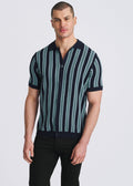 Open Mesh Pinstripes Knit Shirt
