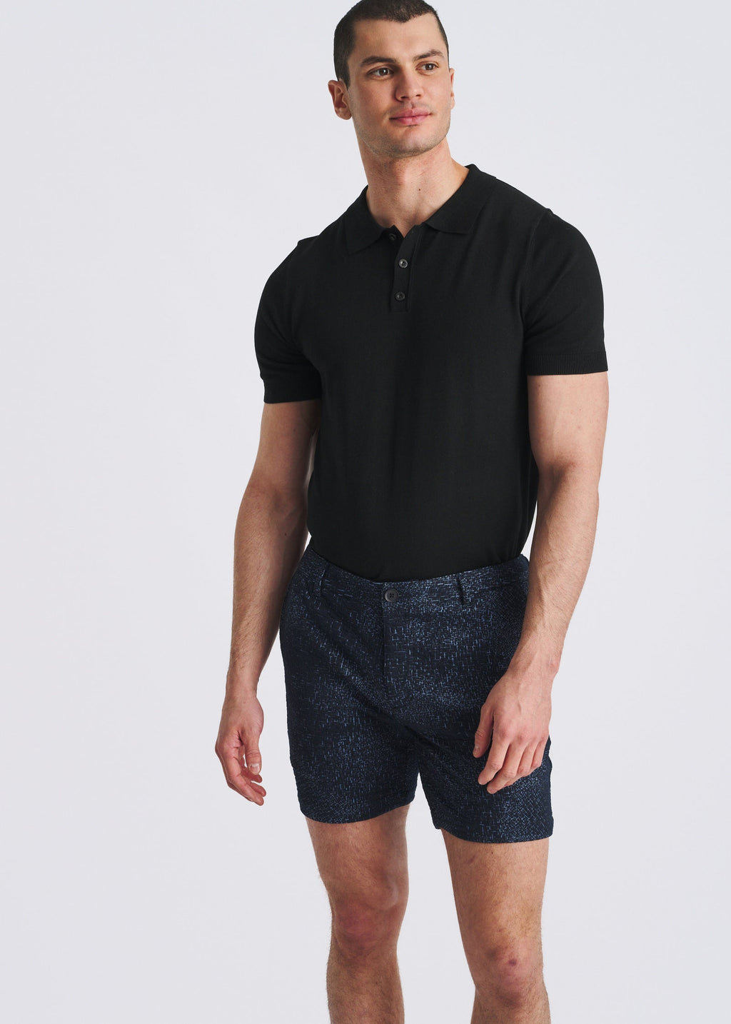 6" Abstract Jacquard Knit Chino Shorts