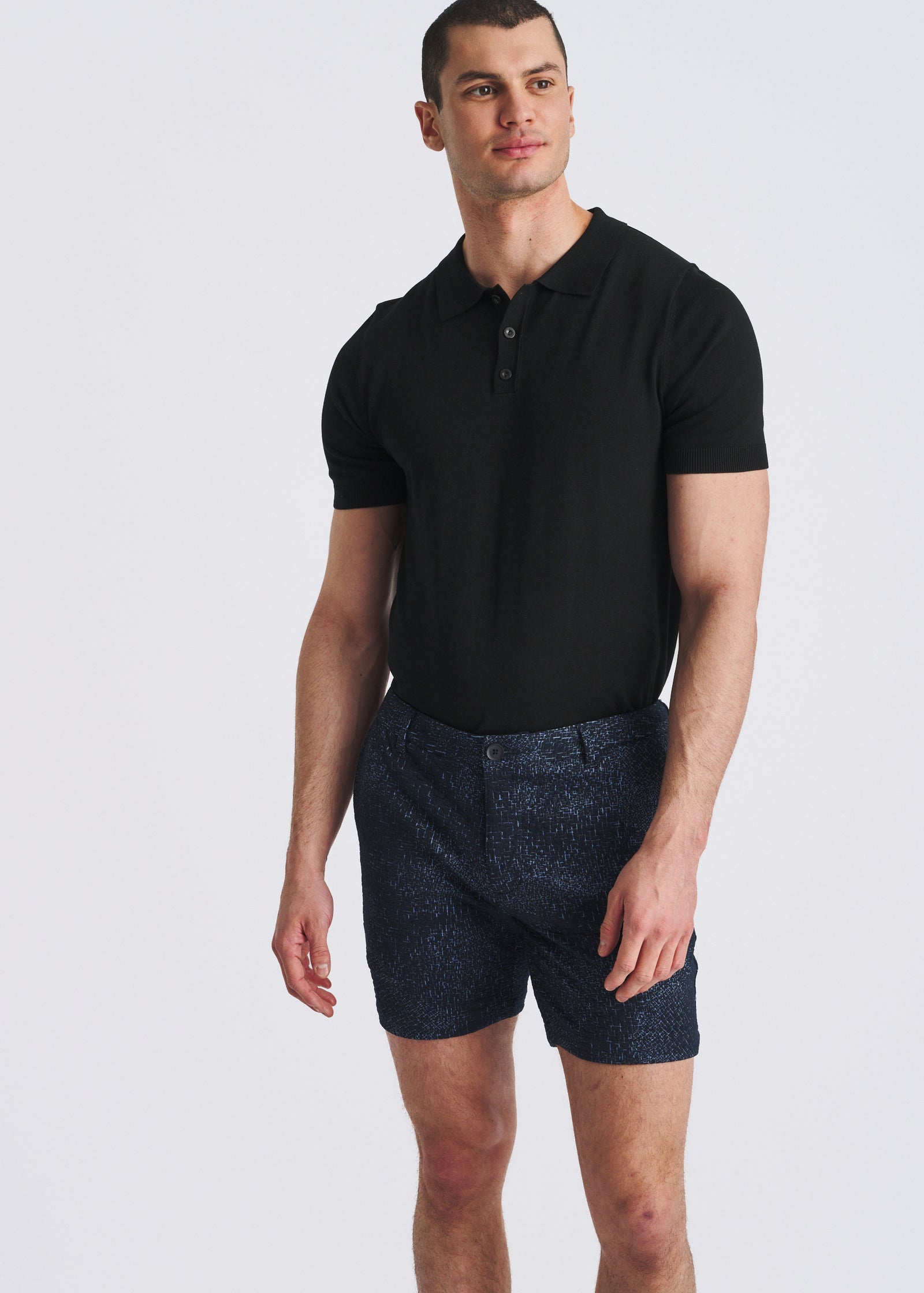 6" Abstract Jacquard Knit Chino Shorts