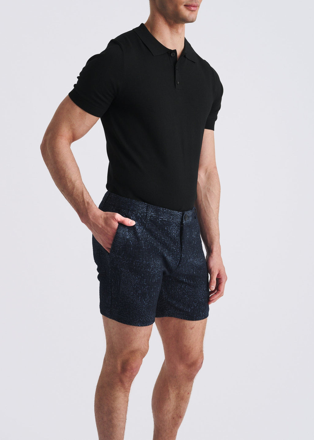 6" Abstract Jacquard Knit Chino Shorts