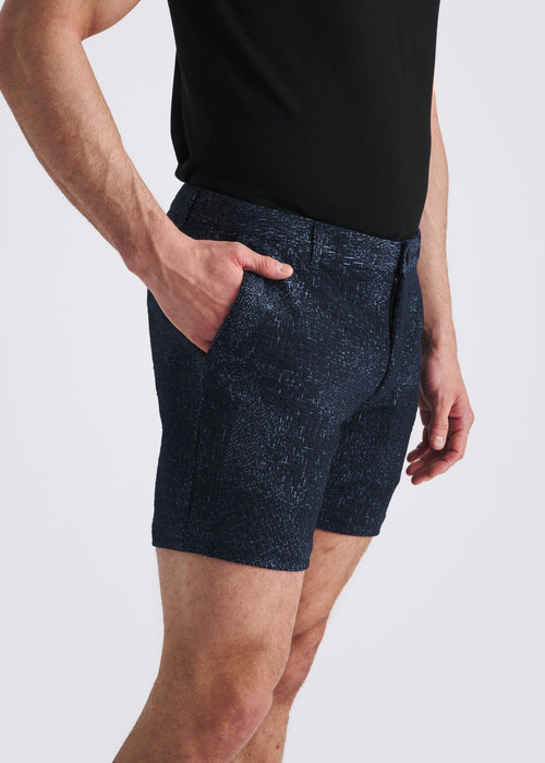 6" Abstract Jacquard Knit Chino Shorts Navy