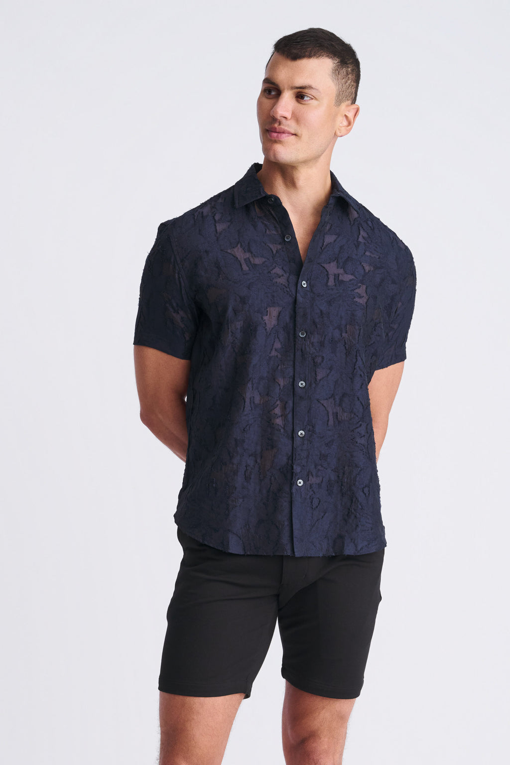Lightweight Jacquard Short Sleeve Shirt