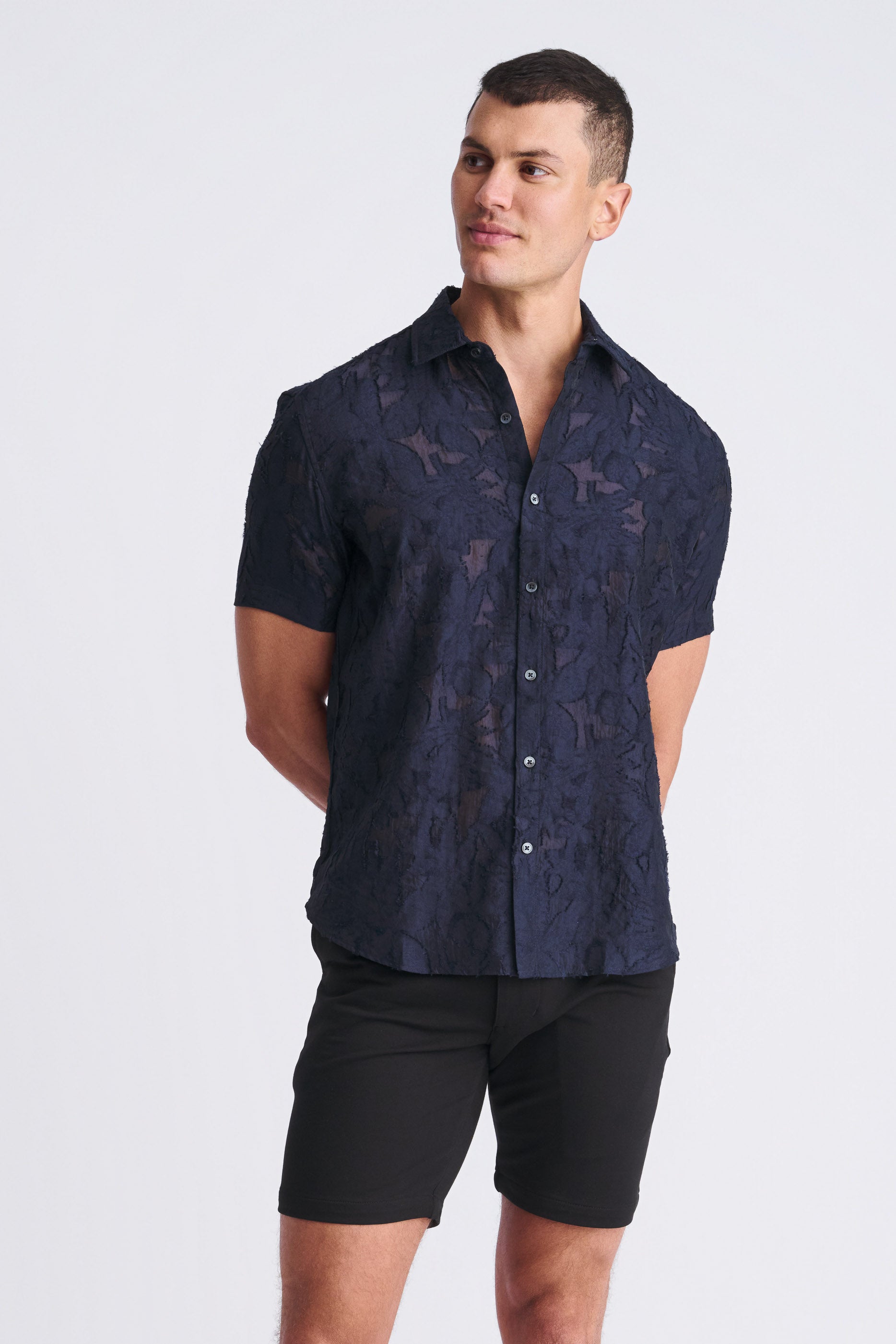 Lightweight Jacquard Short Sleeve Shirt