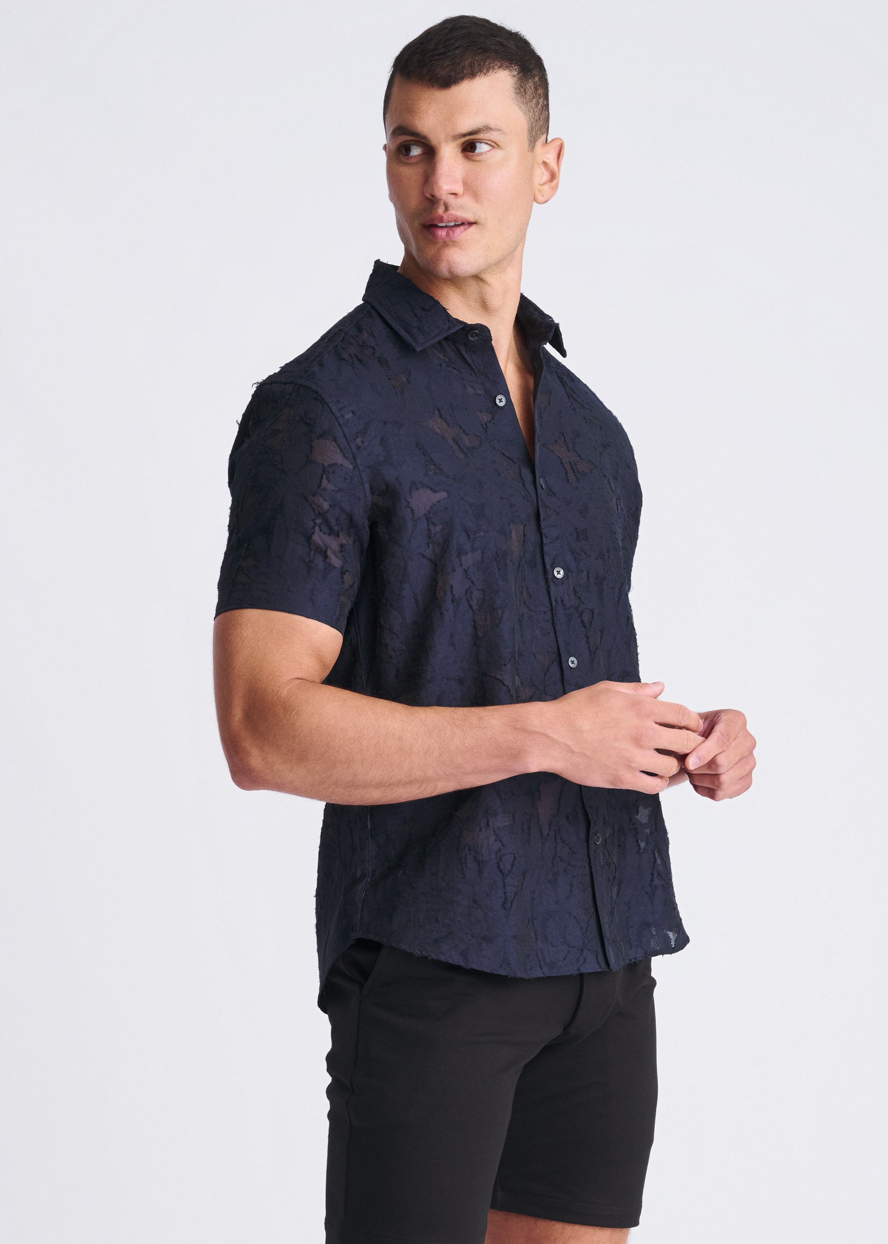 Lightweight Jacquard Short Sleeve Shirt
