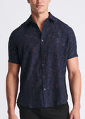 Lightweight Jacquard Short Sleeve Shirt Navy