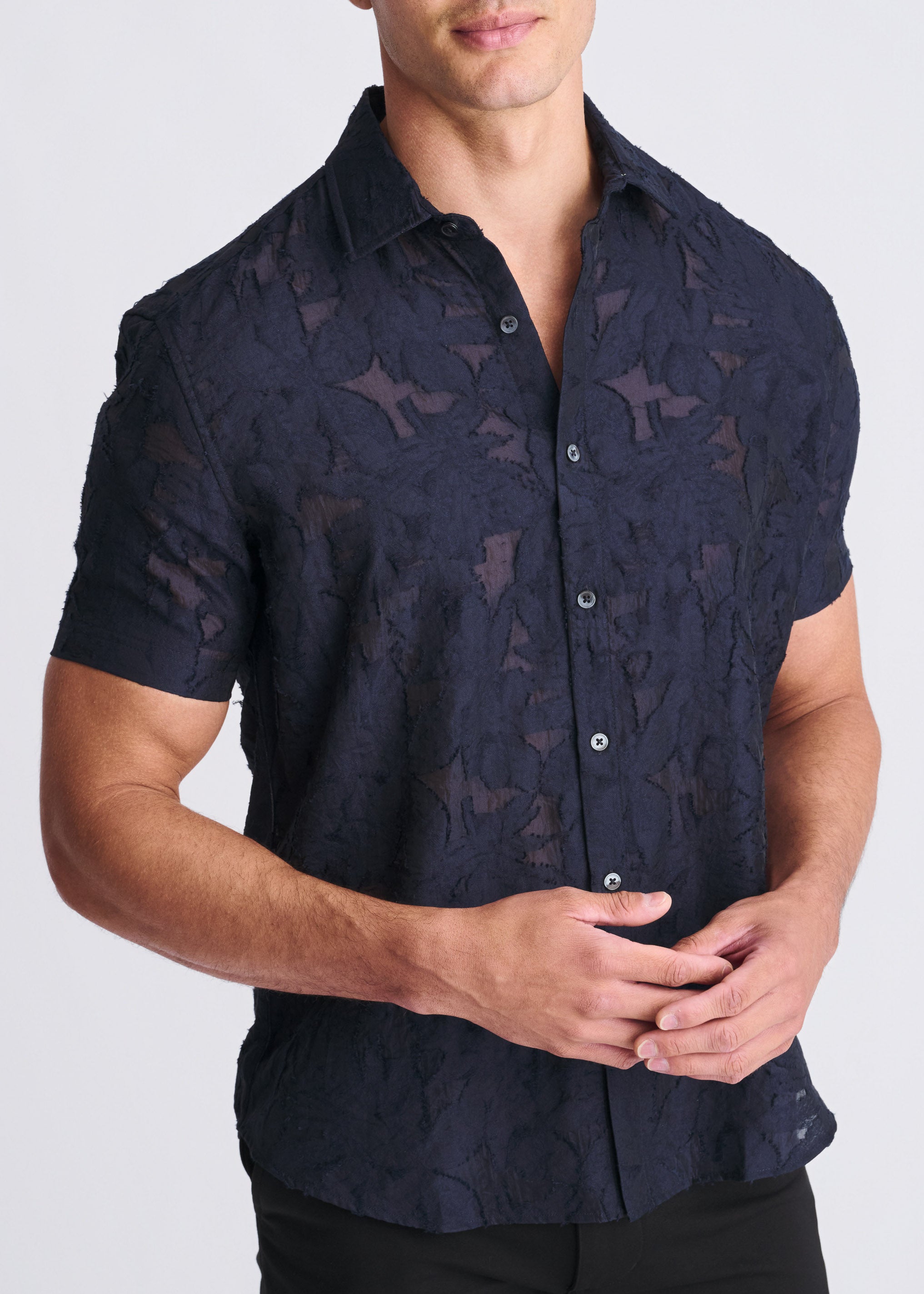 Lightweight Jacquard Short Sleeve Shirt