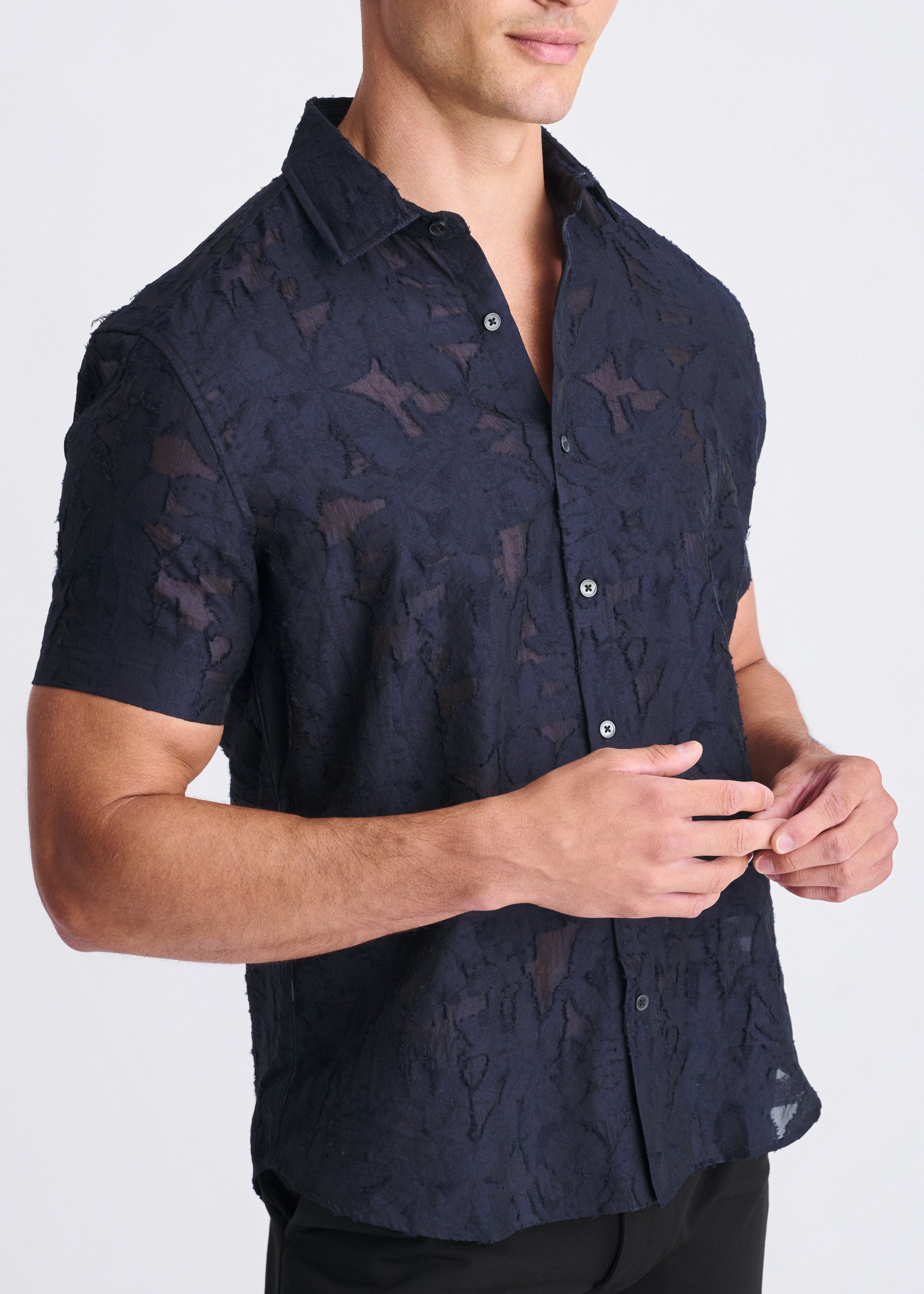 Lightweight Jacquard Short Sleeve Shirt