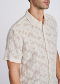 Ecru Floral Lightweight Jacquard Short Sleeve Shirt Ecru