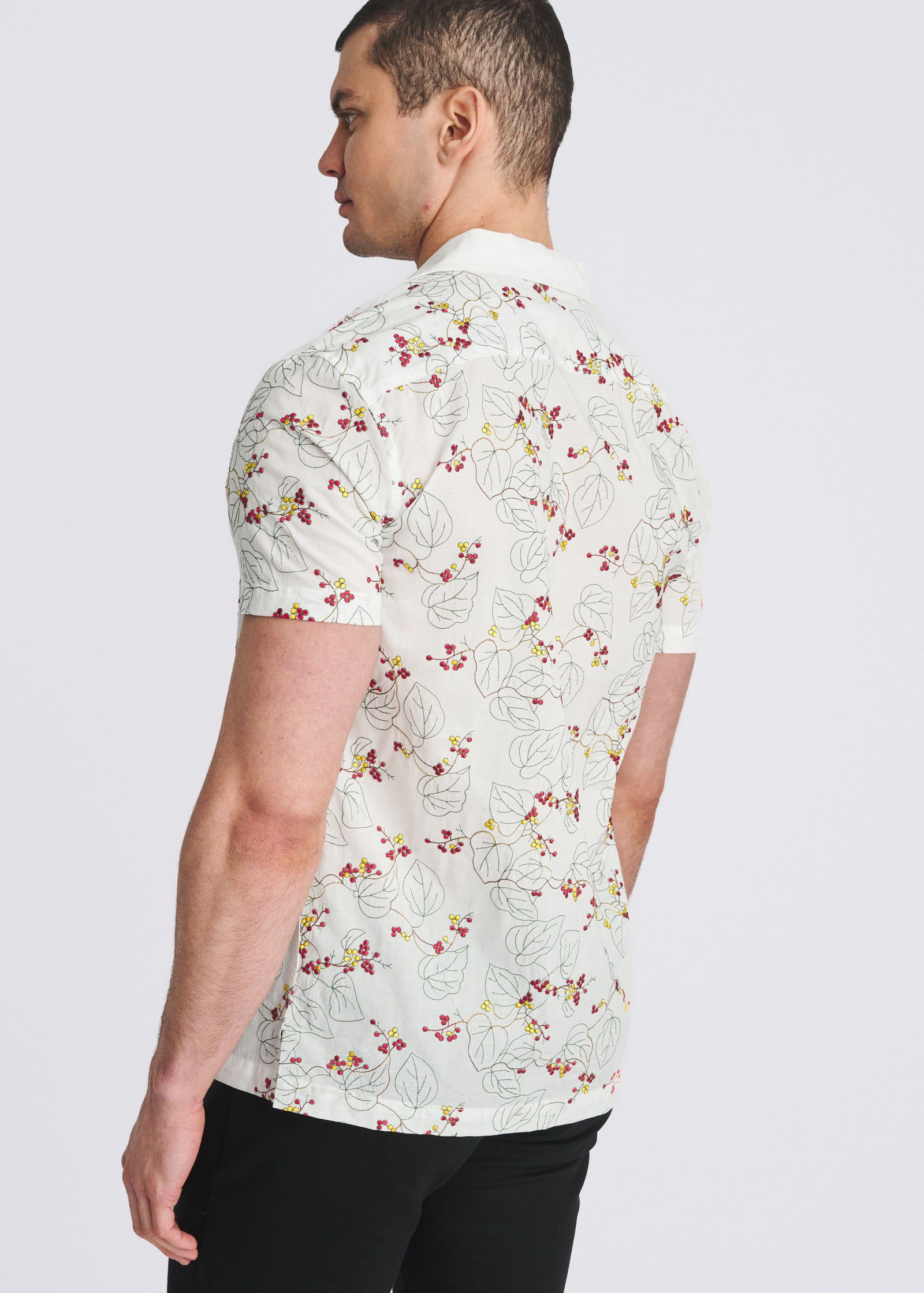 Floral Embroidered Short Sleeve Shirt