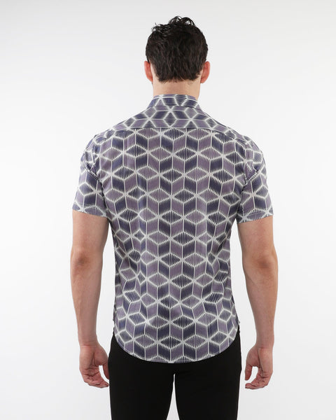 Periwinkle Cubes Short Sleeve Shirt