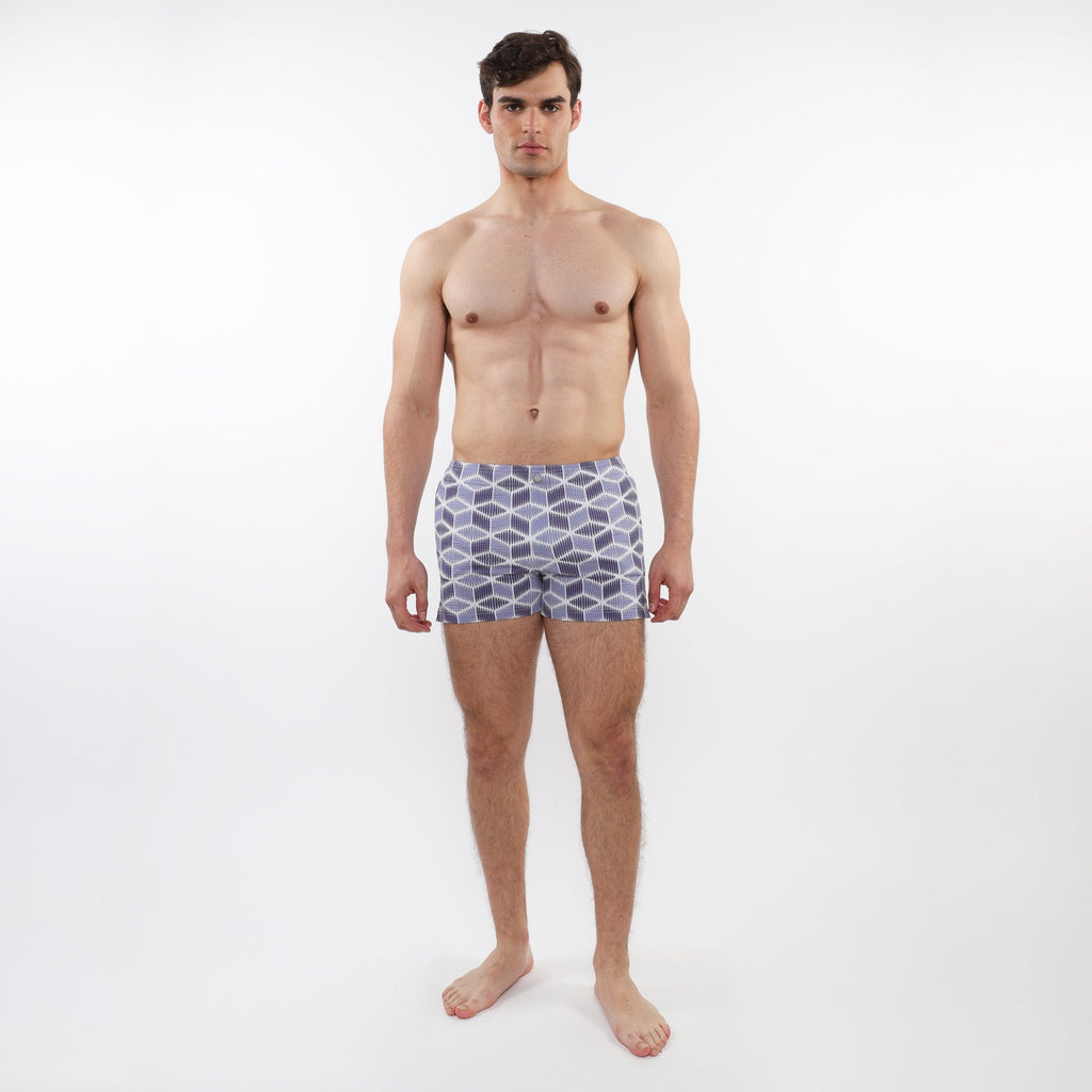Periwinkle Cubes 2.5" Swim Shorts